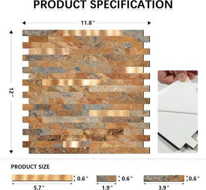 Midcard 10 Sheets Peel and Stick Backsplash PVC Wall Tile,for Kitchen Backsplash