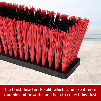 18" Push Broom for Outdoor - Heavy Duty Broom 63" Long Handle Outdoor Broom for Deck,Driveway,Garage,Yard,Deck,Patio,Warehouse,Concrete