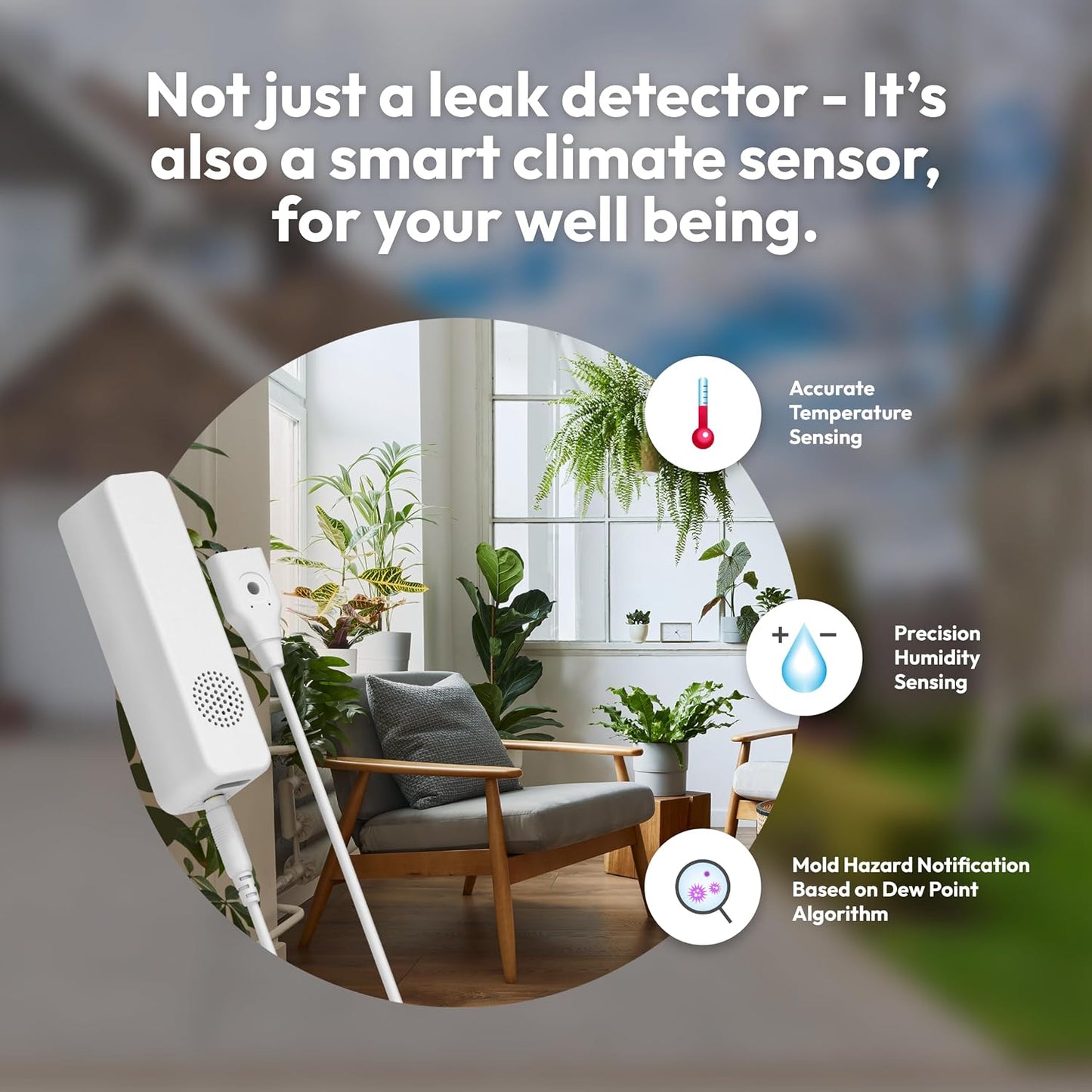 Aeotec Water Sensor 8, Z-Wave Plus 800 Series with Long Range Support, Leak Detector with Temperature & Humidity, SmartThings Compatible, Battery or USB-C Powered Flood Sensor