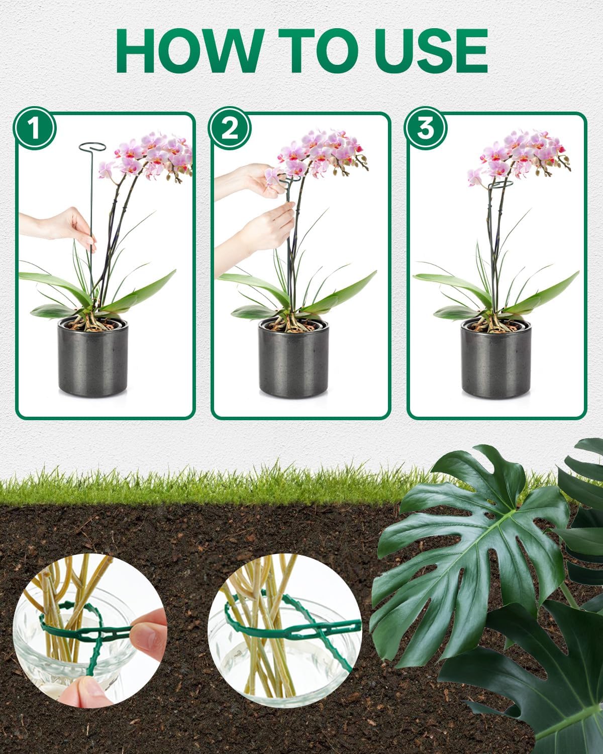 12 Pack 16 In Metal Plant Stakes, Plant Support Stakes with 15 Twist Ties | Plant Supports, Flower Stakes for Indoor Outdoor Plants, Peony, Tomato Seedling, Marigold, Amaryllis, Sapling, Coreopsis
