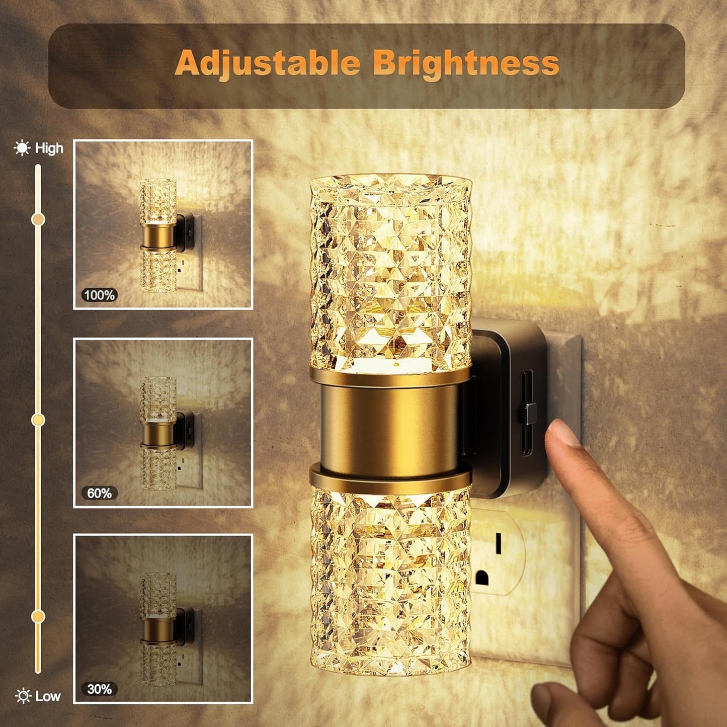 JandCase Motion Sensor Night Light, Night Lights Plug into Wall,3000K Soft White 0-100 LM Dimmable LED Night Light, Motion Activated Nightlight for Bathroom Hallway Decor