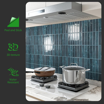 LONGKING Marble Peel and Stick Backsplash for Kitchen, 3D Adhesive Tile Backsplash for Kitchen, Bathroom, Wall Tile, 10 Sheets, 12" x 12"