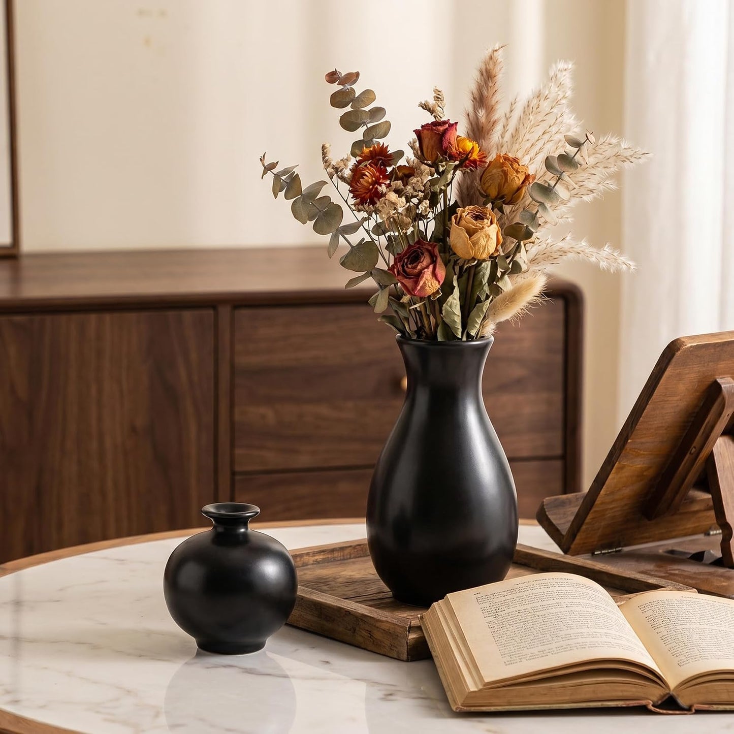 Small White Ceramic Vases Set of 5, Mini Decorative Boho Vases for Flower, Wedding & Home Decor