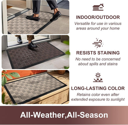 Mibao Front Door Mat, Heavy Duty Durable Welcome Mat for Outdoor Indoor, Dirt Trapper Waterproof Super Absorbent Door Mat for Entryway Outside Patio Porch, 29.5" x 17", Grey