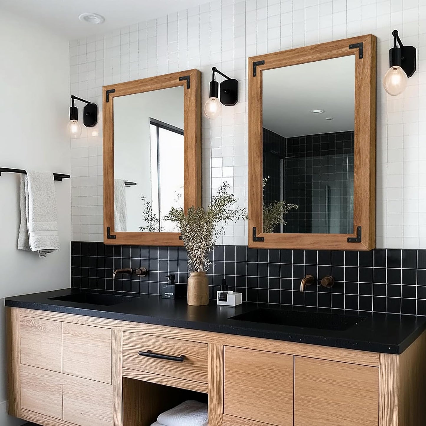 TRAHOME Full Length Mirror with Wooden Frame, 56"X22" Solid Wood Standing Floor Mirror for Farmhouse, Bathroom, Bedroom Decor, Hanging or Leaning Wall-Mounted