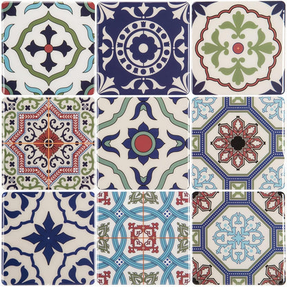 LONGKING Peel and Stick Backsplash Tile Stickers, Colorful Talavera Mexican Tile, Stick on Wall Tiles (10 Sheets)