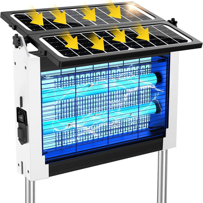 Solar Bug Zapper Outdoor, 4500V Solar Mosquito Zapper with Dual Solar Panels, 1/2 Acre Coverage Cordless Rechargeable Electric Fly Zapper, IPX5 Waterproof Mosquito Traps for Backyard, Patio, Camping