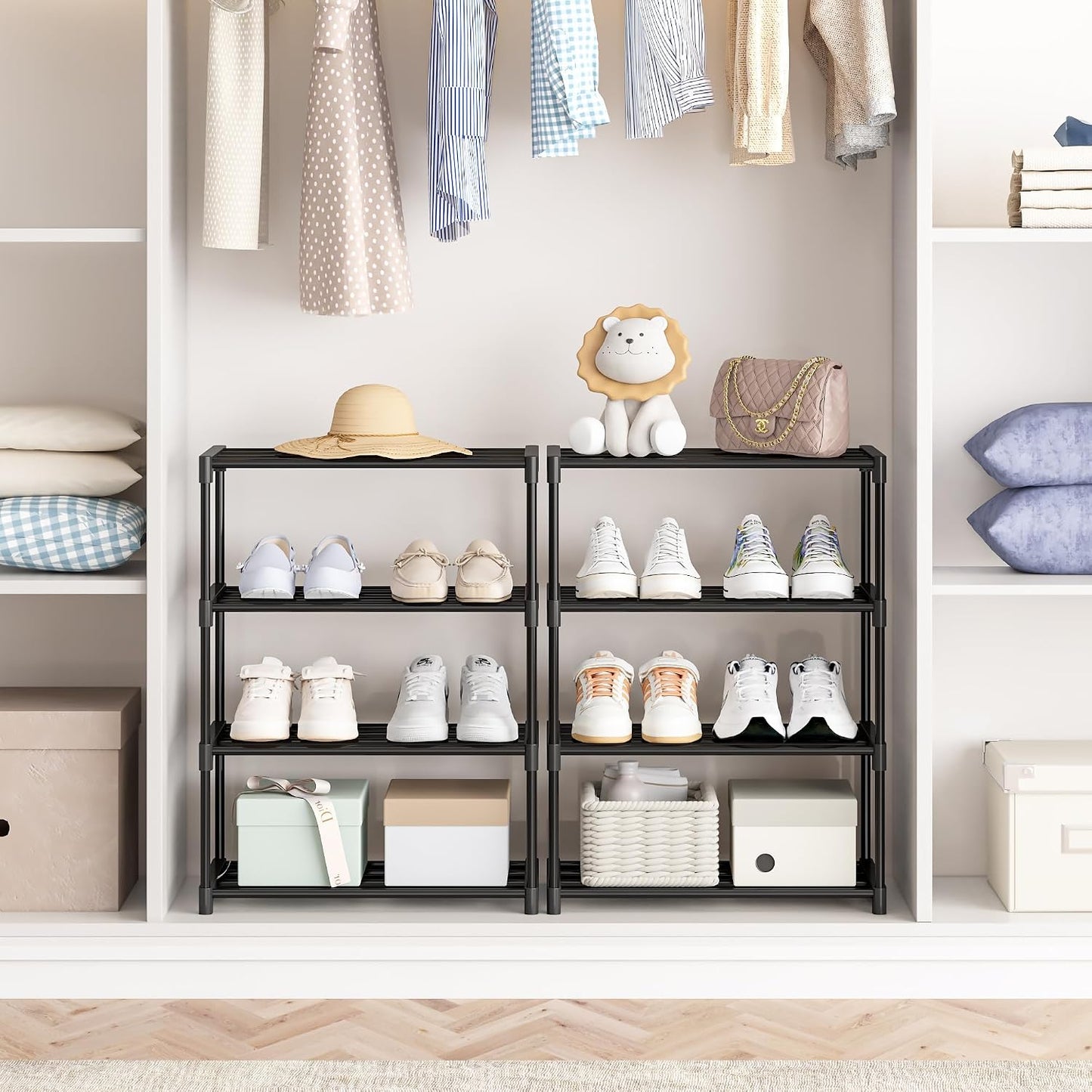 Autonomier 3 Tier Extra Small Shoe Rack (16.3" Wide), Narrow Stackable Shoe Shelf for Kids Toddler Adult, Lightweight Shoe Rack Stand for Closet Dorm Storage Organizer, Front Door Entrance, Entryway