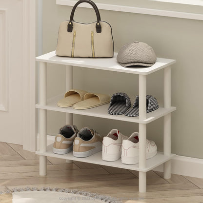 Furinno FANO Shoe Rack, 24-Inch Width 2-Tier Shoe Organizer, Stackable Shoes Storage, 11.7 x 24.2 x 11.7, for Closet Entryway, Office, Garage, Amber Pine