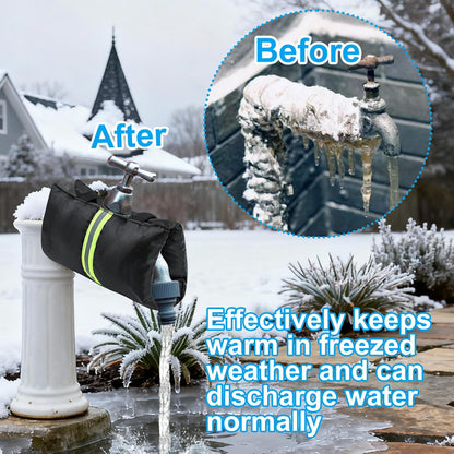 2Pcs Outdoor Faucet Cover for Winter Freeze Protection Outside Insulated Spigot Socks Freeze Miser Reusable Hose Bib Cover Waterproof Water Faucet Insulation Wrap with Reflective Strip for Garden Yard