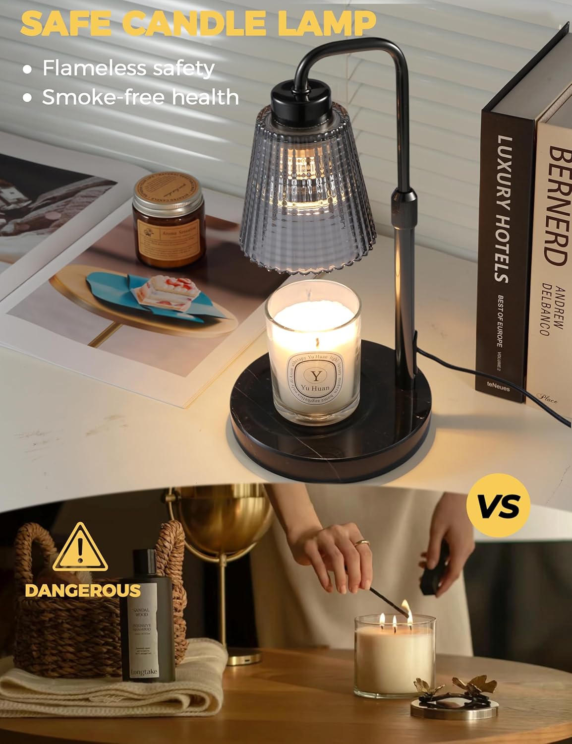 GODONLIF Candle Warmer Lamp with Cycle Timer, Birthday Gifts for Women Mom Her, House Warming Gifts New Home Room Decor, Wax Melt Warmer for Jar Candles with 2 Bulbs