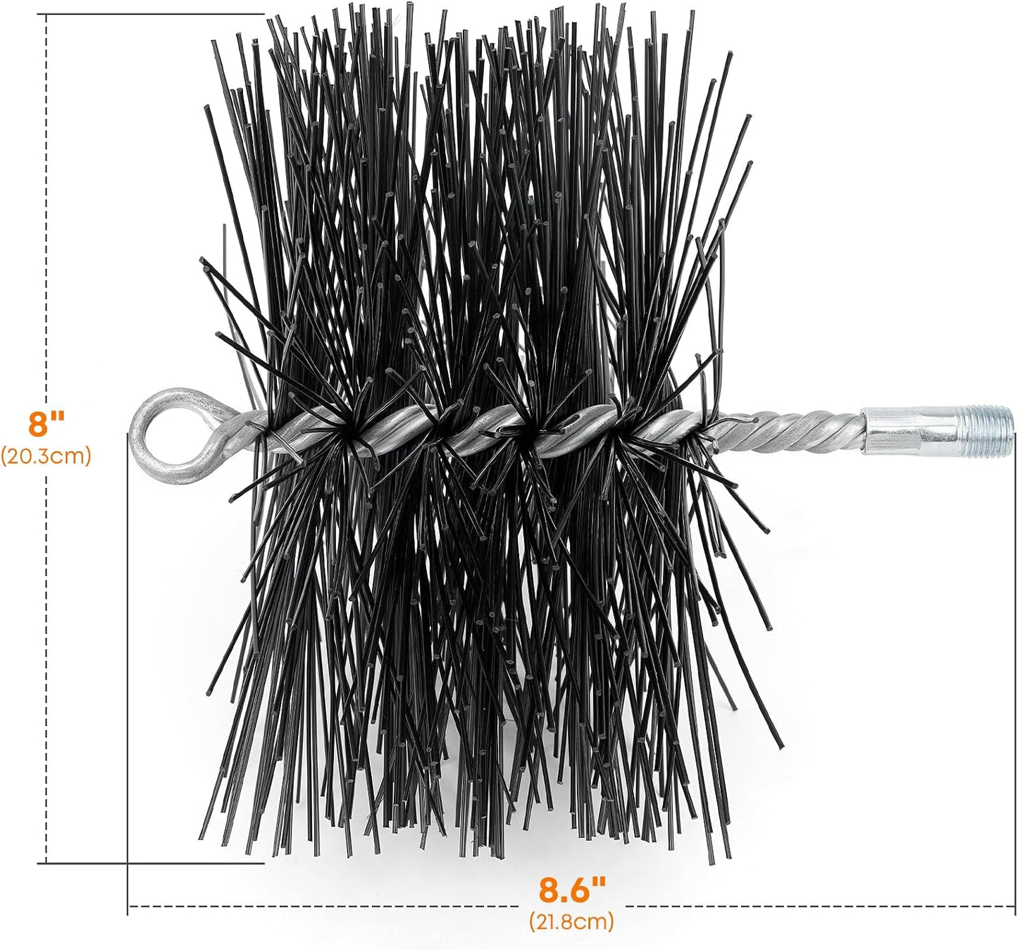 Stanbroil 6 Inch Round Chimney Cleaning Brush with 1/4" NPT Fitting for Insulated Chimneys, Stainless Steel or Metal Stove Pipes- Works with Most Chimney Rod Sets