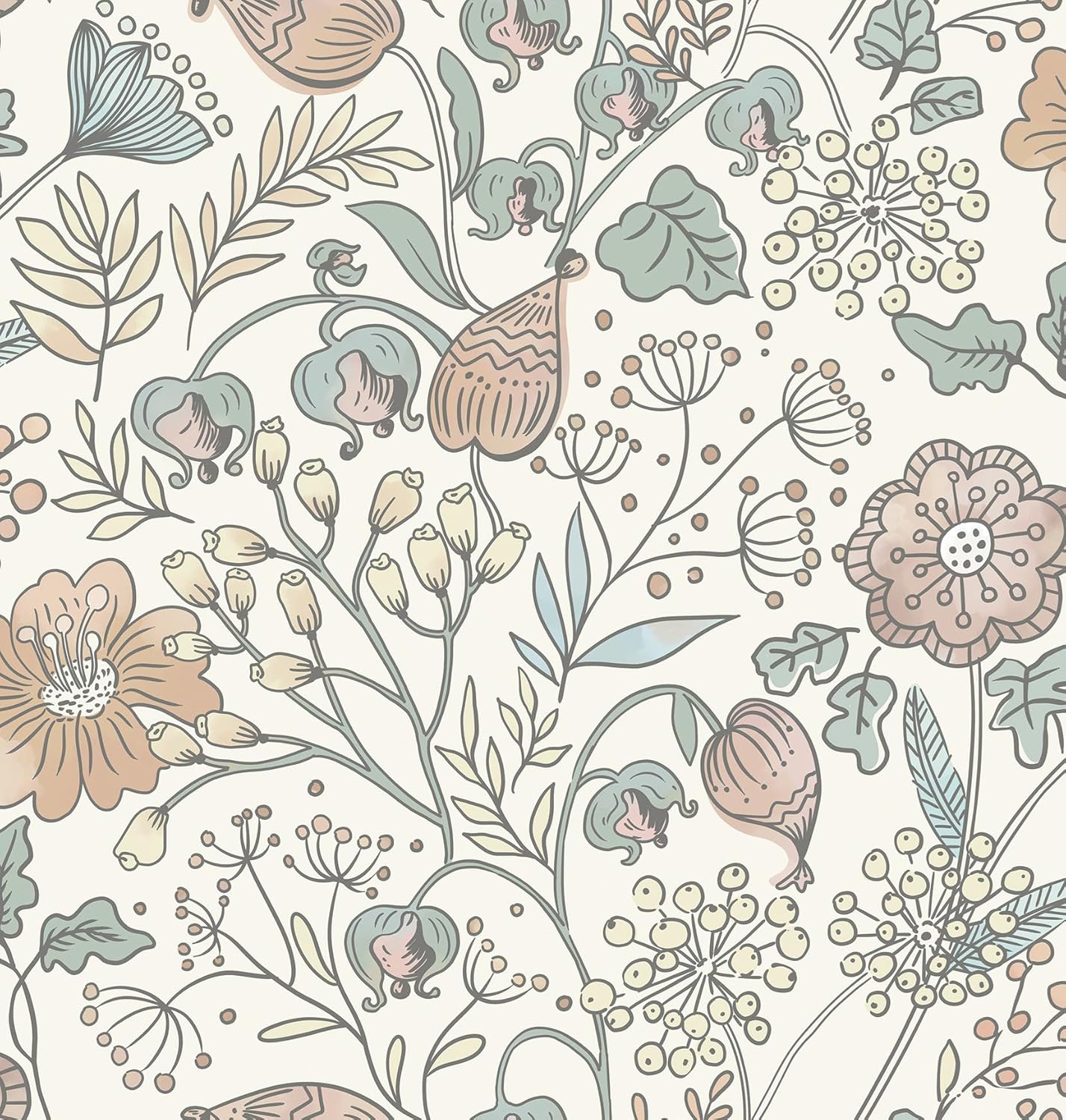 HeloHo Blue Floral Wallpaper Peel and Stick Self Adhesive Removable Wall Paper 16.1" X 118" Renter Friendly Waterproof Wallpaper Contact Paper for Furniture Living Room Bedroom Decor