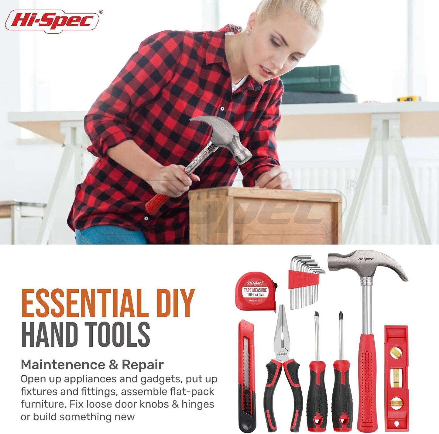 Hi-Spec Pink Tool Set with 8V Drill Set. Complete Cordless & Rechargeable USB Electric Drill Driver Kit for Women, Home DIY Repair & Maintenance, in a Compact Toolbox.