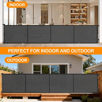 71 inch Retractable Baby Gates, EZIGO Extra Wide Baby Gate for Large Opening Extra Long Mesh Gate for Kids or Pet Dog Gate Child Safety Gate for Stairs Hallways Doorway Indoor Outdoor, Gray