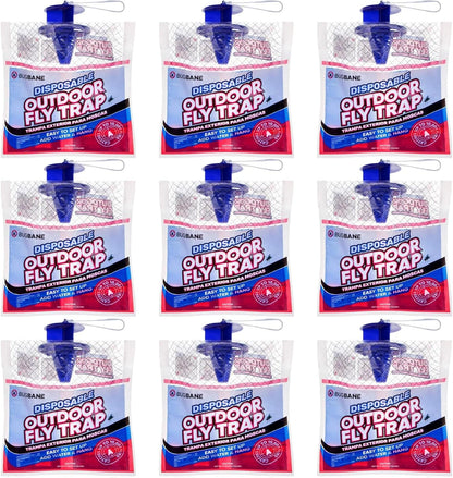 Fly Traps Outdoor Fly Trap for Patio. 4 Non-Toxic Pre-Baited Flies Bags Outdoor Disposable. Hanging Bug Catchers for All Filth Flies Killer for Outside Bug Control in Yard Horse Ranch Trash Can.