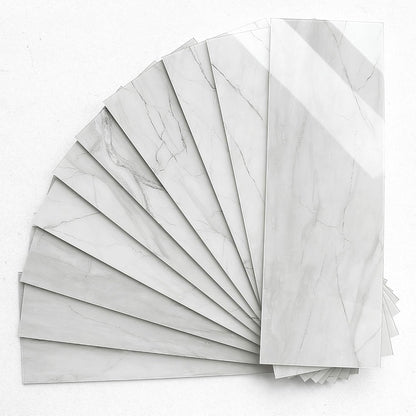 BeNice Peel and Stick Backsplash for Kitchen Tile,Peel and Stick Tiles for Walls Tile Stickers Waterproof Marble Tile Backsplash 3.85"x11.73"(16Tiles) White Gray