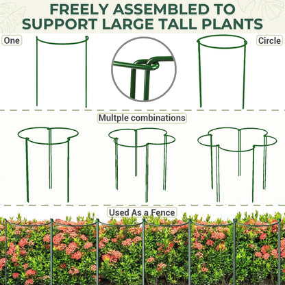 LEOBRO Plant Support, 8PCS Peony Cages and Supports, Plant Stakes for Indoor Plants, Outdoor Plants, Metal Garden Stakes, Plant Holders, Tomato Monstera Hydrangea Support Cage, 10" W x 15.8" H