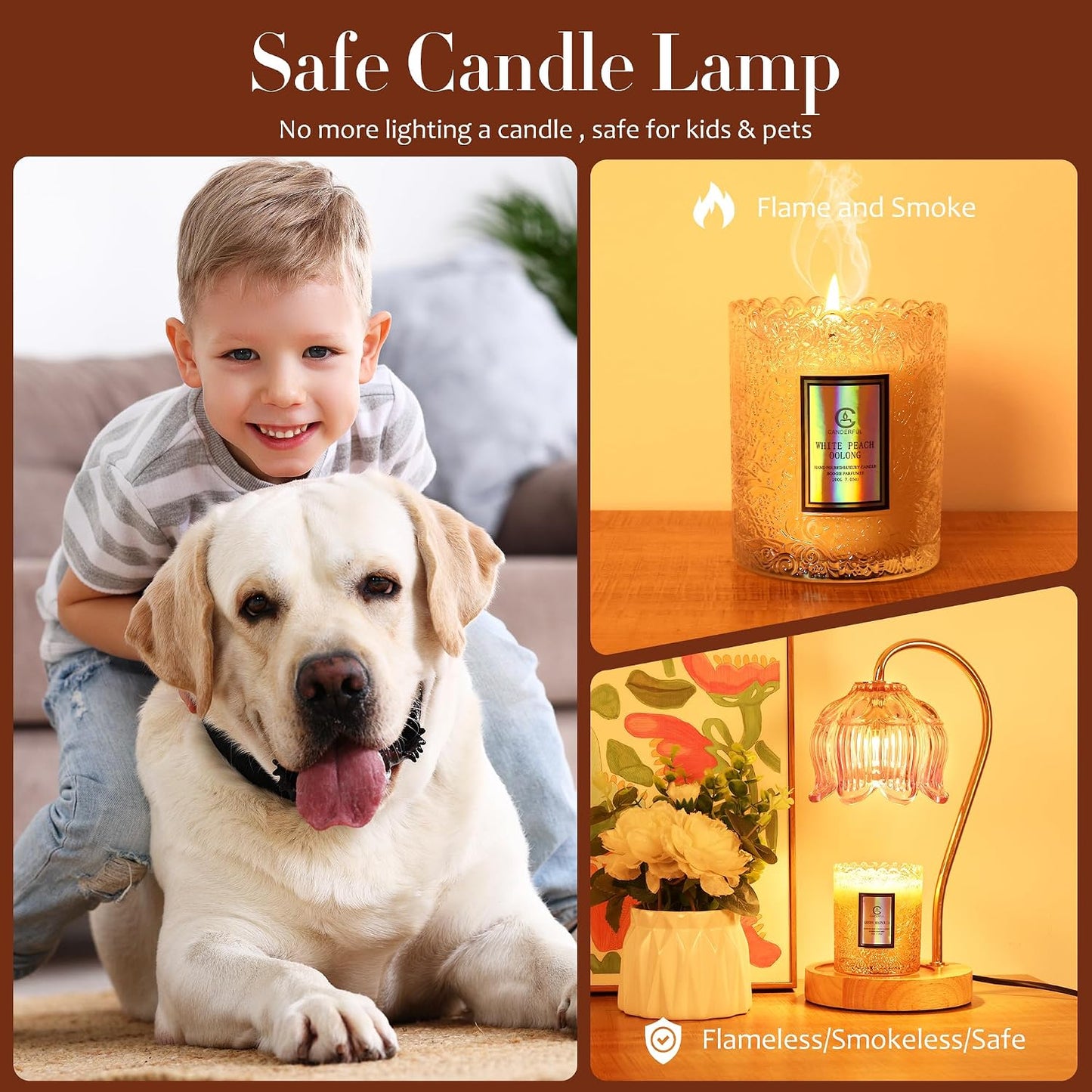 Flower Candle Warmer Lamp with Timer & Dimmer - Fits All Jar Scented Candles - Christmas & Mother's Day Gift for Women，Mom，Her