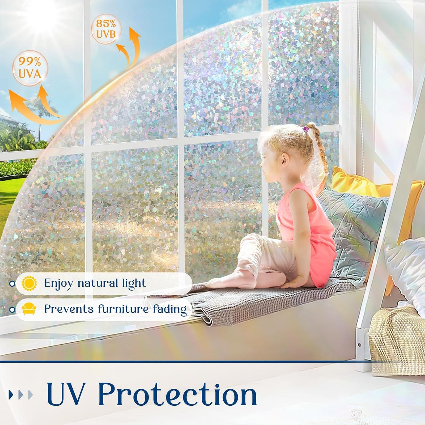Haton Window Privacy Film Frosted Glass Film for Door Bathroom Shower, Peel & Stick, Day & Night, Papel para Ventanas Privacidad, Covering Sticker Removable Decorative Translucent Pure 17.5" x 78.7"