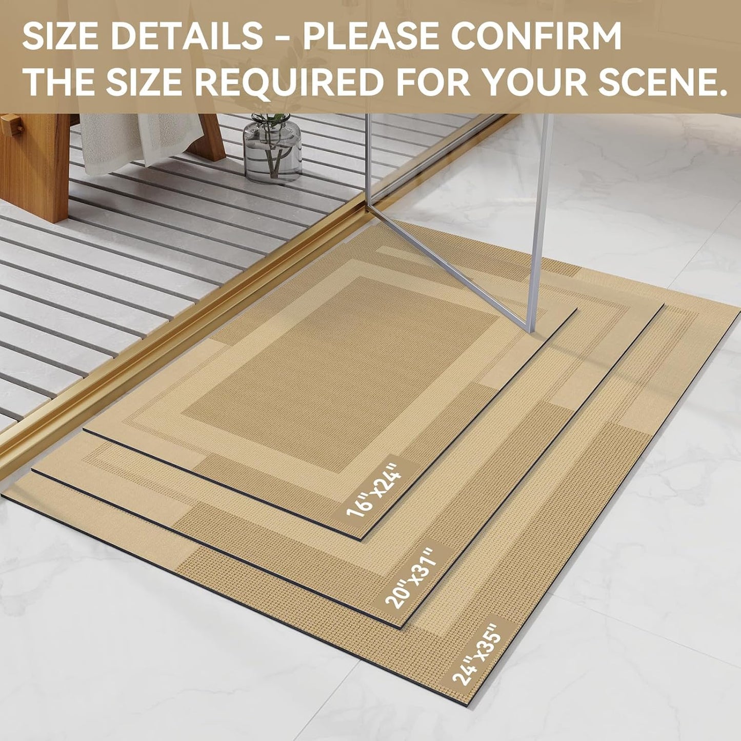 YDKGL Non Slip Bath Mat, Rubber Backing Ultra Thin Bathroom Rugs Fit Under Door Quick Dry Super Absorbent Washable Bath Rug Shower Mat for Bathroom Floor Bathtub Shower Sink, Easy Care Blue 16"x 24"