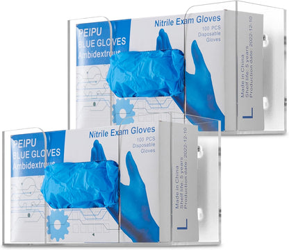 Stock Your Home Triple Acrylic Gloves Dispenser, Tissue Box Shelf, Glove Holder Wall Mount, For Kitchen, Cleaning Closet, Lab, Exam, Office