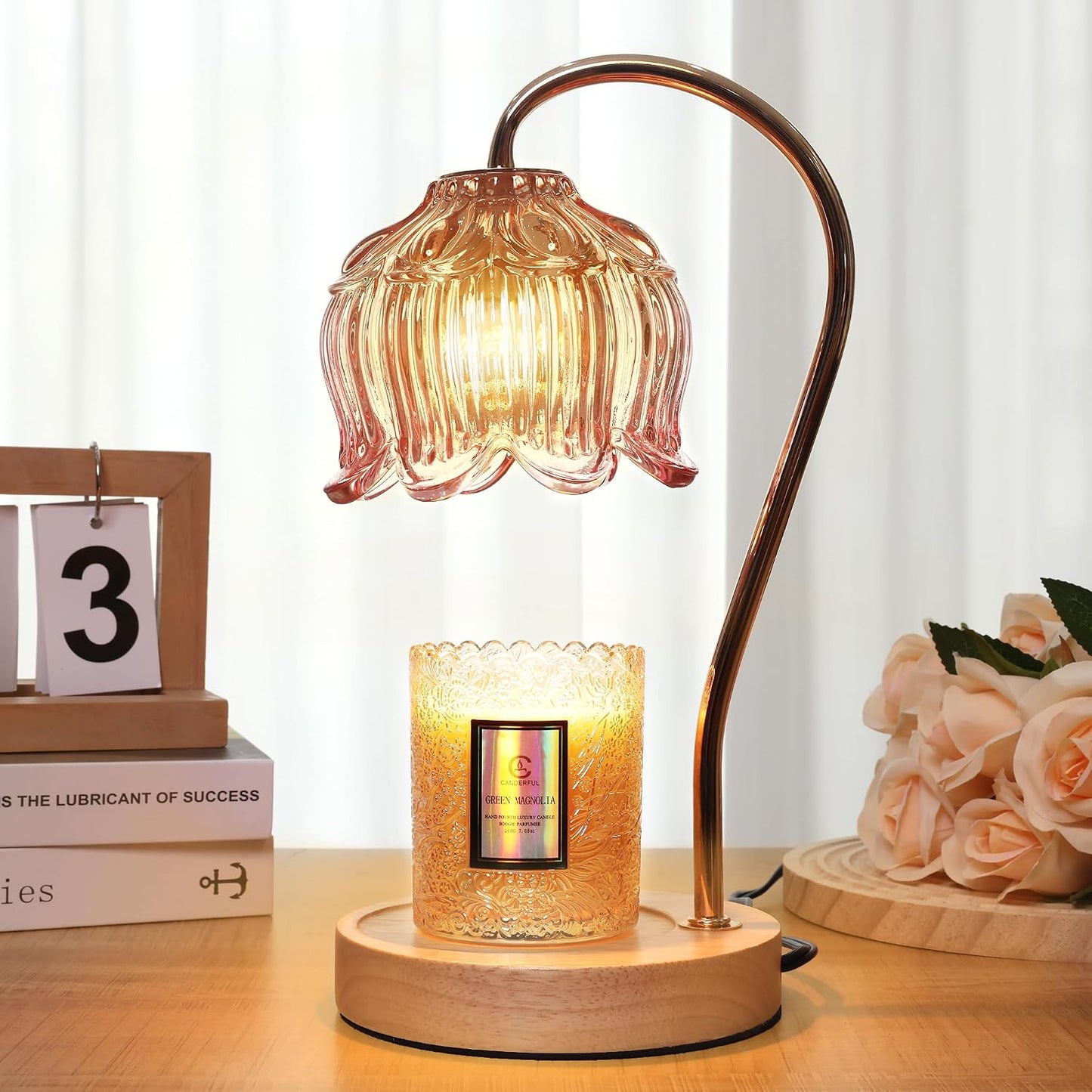 Flower Candle Warmer Lamp with Timer & Dimmer - Fits All Jar Scented Candles - Christmas & Mother's Day Gift for Women，Mom，Her