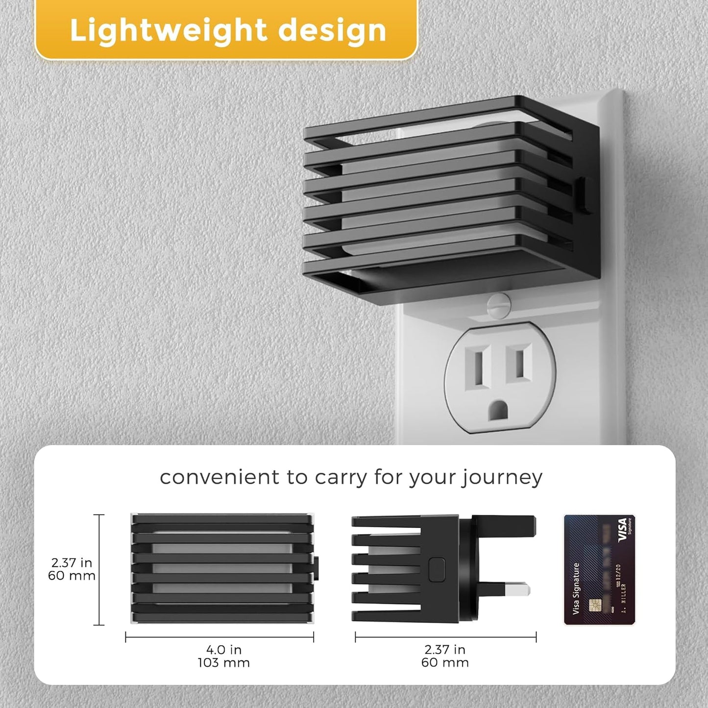 L LOHAS LED Motion Sensor Night Lights, [2 Pack] Dimmable Night Light Plug into Wall with Dusk-to-Dawn Sensor, Adjustable Brightness, 3000K Plug in Nightlight for Bedroom Bathroom Hallway (Black)