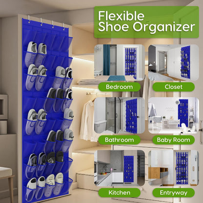 Over the Door Shoe Organizer with 40 Large Breathable Mesh Pockets, Space Saving Shoe Holder, Hanging Shoe Rack for Entryway Bedroom Closet Storage (White, 40 Pockets)