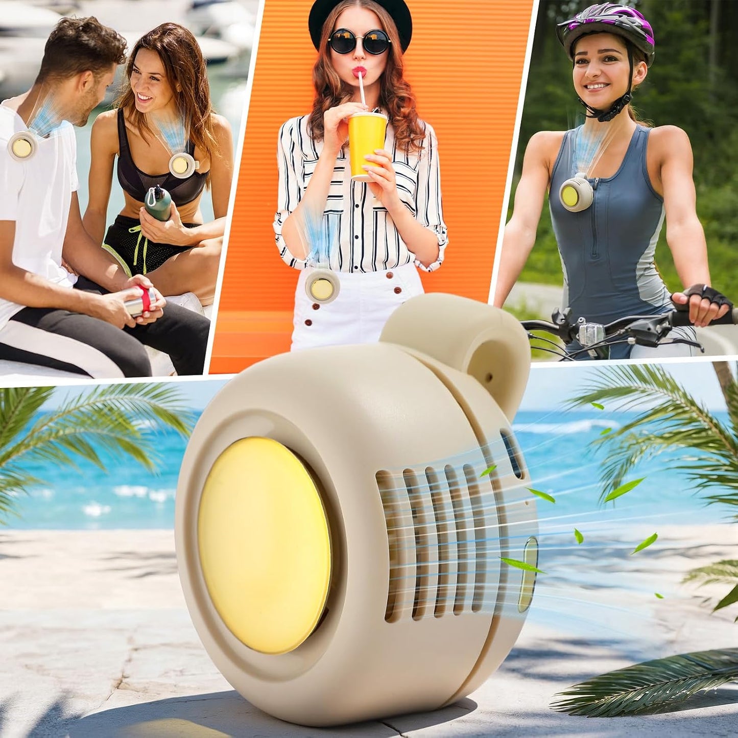 4 Pack 360° Portable Silent Mini Bladeless Electric Fan, Small Fan Clip on for Shirt & Waist, 3 Speeds Rechargeable Whirlwind Cooling Fans for Outdoor Travel Office(Pink)