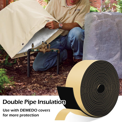 DEMEDO Pipe Insulation Tape, Pipe Wrap Insulation Foam Tape Self Adhesive, Outdoor Water Pipe Insulation Roll for HVAC, AC Line Insulation, 2 inch x 16.5 FT Heat Tape for Water Pipe, White