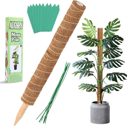 Augshy Moss Pole, 27 Inch Moss Poles - 2Pcs 17 Inch Plant Stakes Moss Sticks for Monstera Indoor Creepers Plant Support Extension Climbing Plants