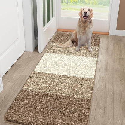 Kitinjoy Indoor Outdoor Door Mat, 32x20 Non-Slip Absorbent Dirt Trapper, Low-Profile Washable Inside Entrance Front Floor Mat, Sturdy Soft Entry Doormats for Entryway, Grey