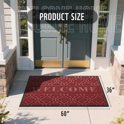 Yimobra Welcome Mat Outdoor Indoor, All-Weather Waterproof Front Door Mat Outside Entrance, Non-Slip Low Profile Porch Patio Doormat, 29.5x17, Black