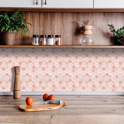 10-Sheet Hexagon Peel and Stick Backsplash for Kitchen, New Upgrade Premium Extra Thicker Design 3D Self Adhesive Wall Tiles, Large Stick on Tiles for Kitchen and Bathroom (12" x 12")