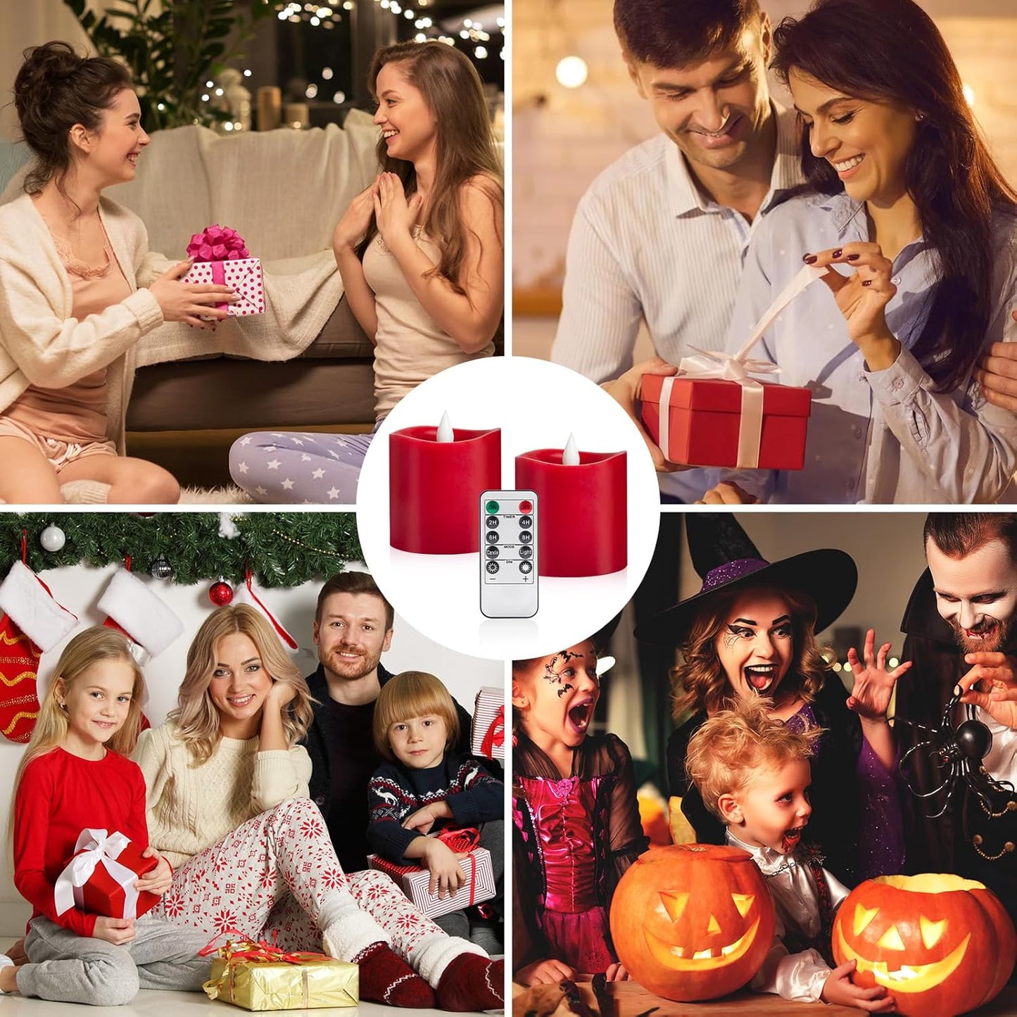 3"x4" Flickering Flameless Battery Candles with Timer, White Realistic LED Pillar Candles, Set of 2 Large Remote-Operated Candles for Home Indoor/Outdoor & Holiday Decor