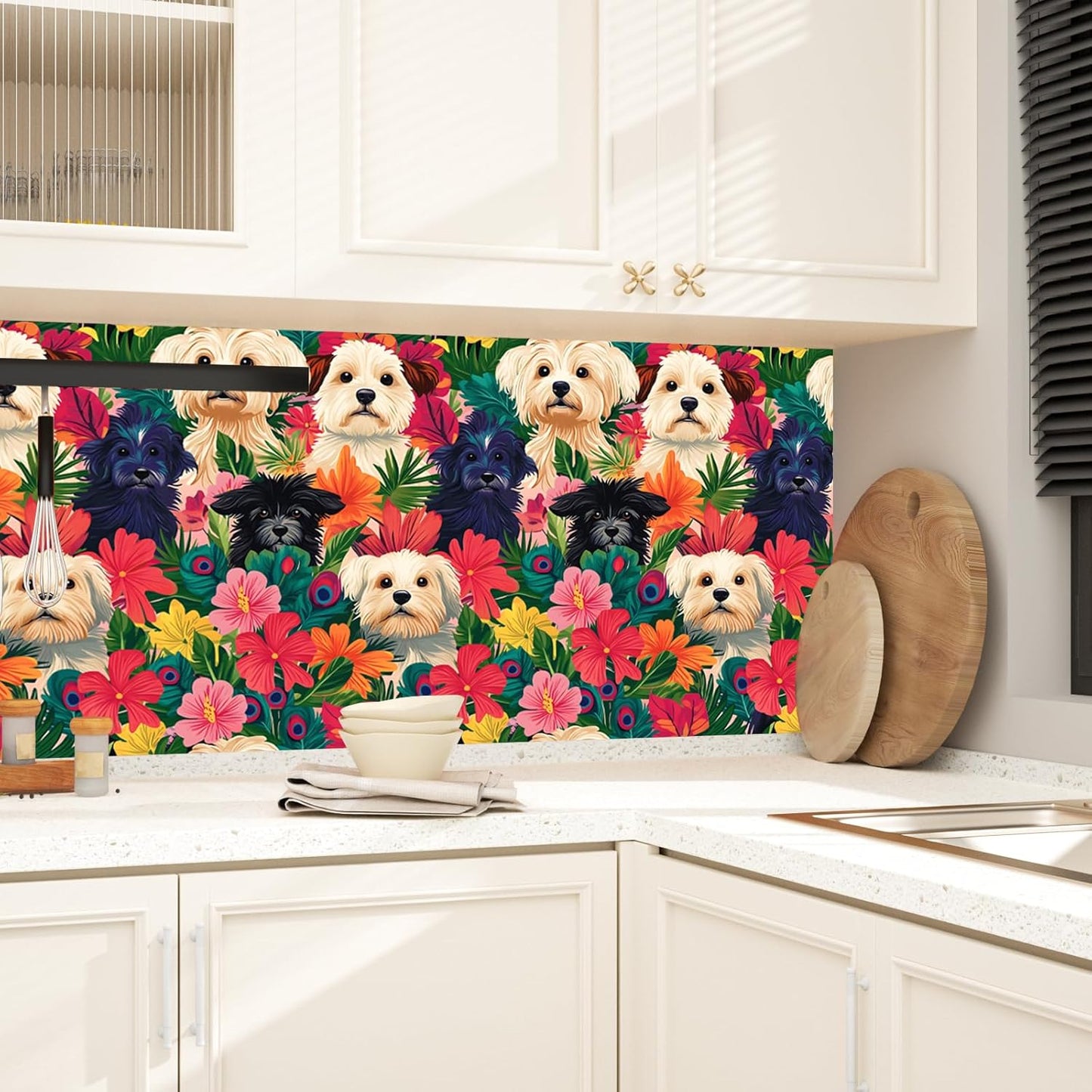 BOKEBEVE Watercolour Floral Peel and Stick Wallpaper Boho Vibrant Contact Paper Renter Friendly Wall Paper for Countertop Cabinet Wall Shelf Liner Removable Blue Colorful 17.5 x 118In