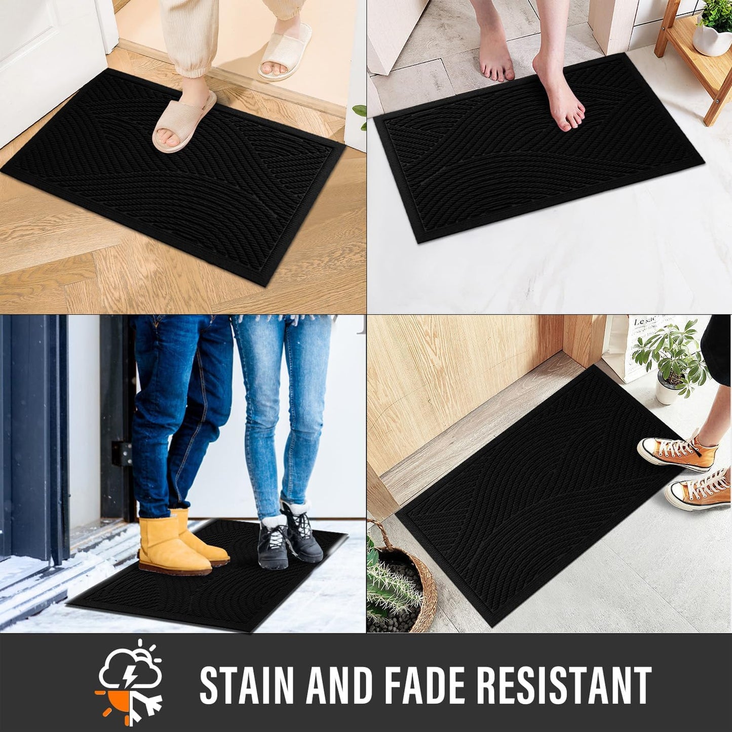 HIYARD Sturdy Front Door Mat, Absorbent Muddy Dirt Resist Welcome Door Mats Outdoor Indoor, Stain and Fade Resistant, Non-Slip Backing Entry Mat Low Profile Doormat for Entryway, 29×17, Beige