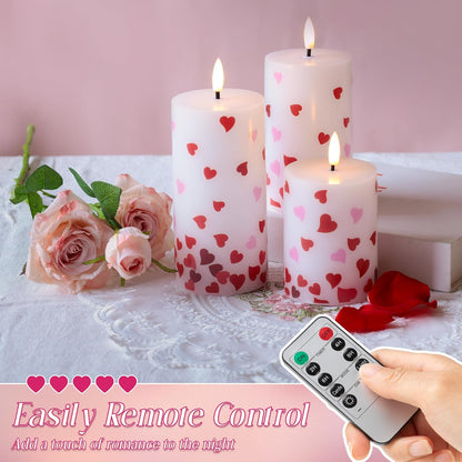 JOIONE Flameless Pillar Candles with Remote, 3 Pack Battery Operated Real Wax LED Candles, LED Candle that Perfect for Home Decorations Fireplace Table, White