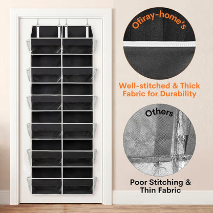 Over The Door Organizer, 5-Tier Extra Large Behind Door Storage with 10 Big Front & 10 Mesh Pockets, 80lb Capacity, Hanging Storage Organizer with Clear Window Kids Toys, Shoes, Diapers, Light Grey