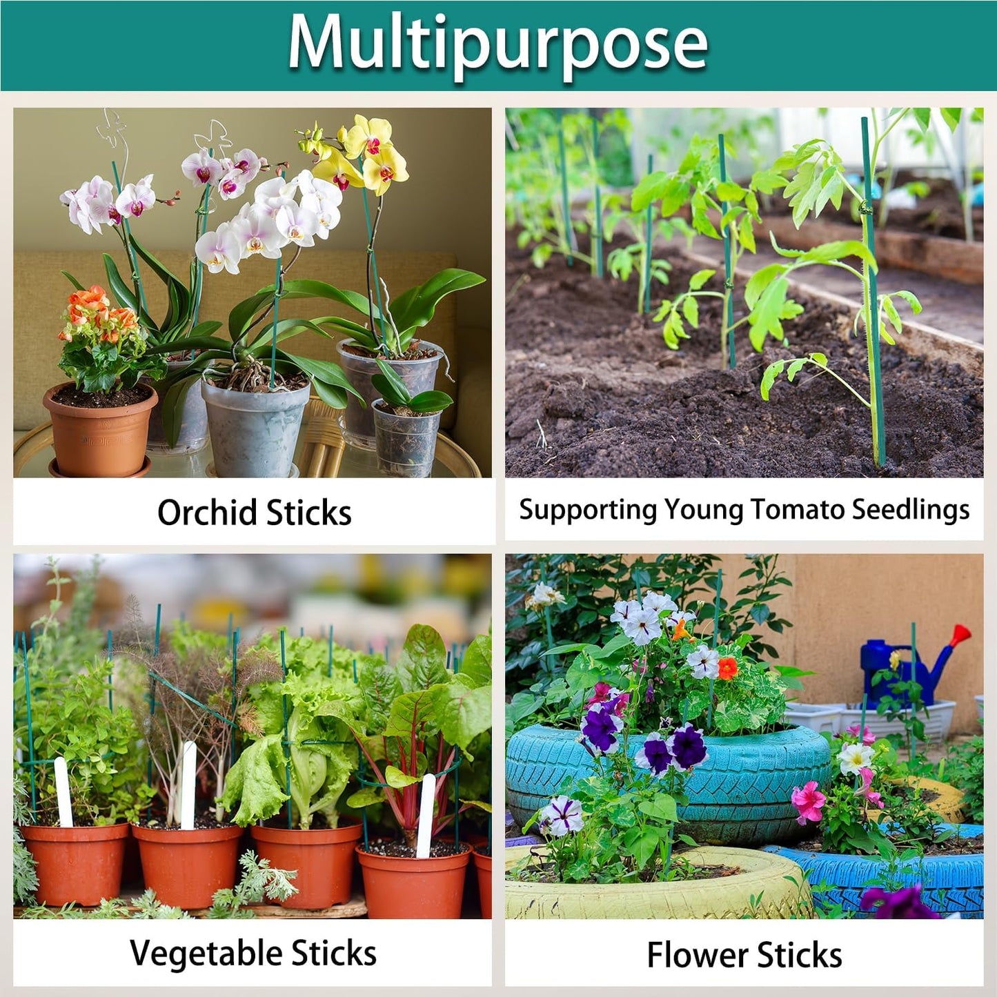 Garden Wood Plant Stakes Green Bamboo Sticks,HAINANSTRY Sturdy Floral Plant Support Stakes Wooden,Wooden Sign Posting Garden Sticks(25 Pack 18 Inches)