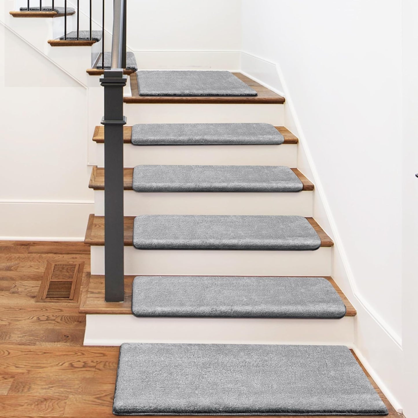 PURE ERA Carpet Stair Treads Ultra Plush 9.5" X 30"Soft Bullnose Indoor Stair Protectors Pet-Friendly Non-Slip Skid Resistant Tape Free Washable Reusable(2 Pieces,Brown)