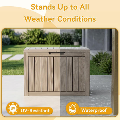 35 Gallon Waterproof Outdoor Storage Box,Deck Boxs for Outdoor and Indoor Use,Deck Storage Box for Picnic Supplies,Gardening Tools,Lockable and Easy to Install(Black)