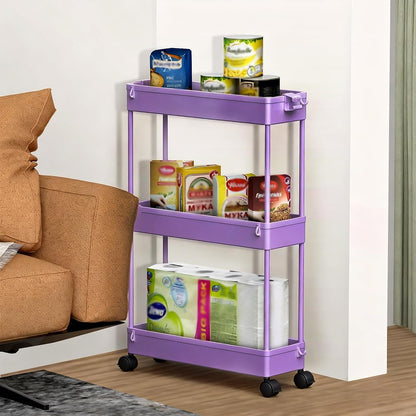 SPACELEAD Slim Storage Cart 3 Tier,Bathroom Organizer Rolling Utility,Mobile Shelving Unit Slide Out for Office, Kitchen, Laundry Room & Narrow Places，Green