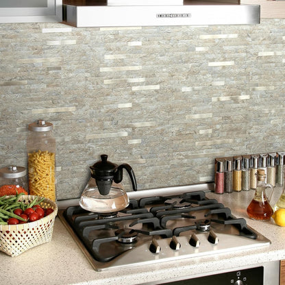 AULIGET 20 Sheets Peel and Stick Backsplash, Black & Grey Wood Look PVC Mixed Metal Stick on Backsplash Tiles for Kitchen