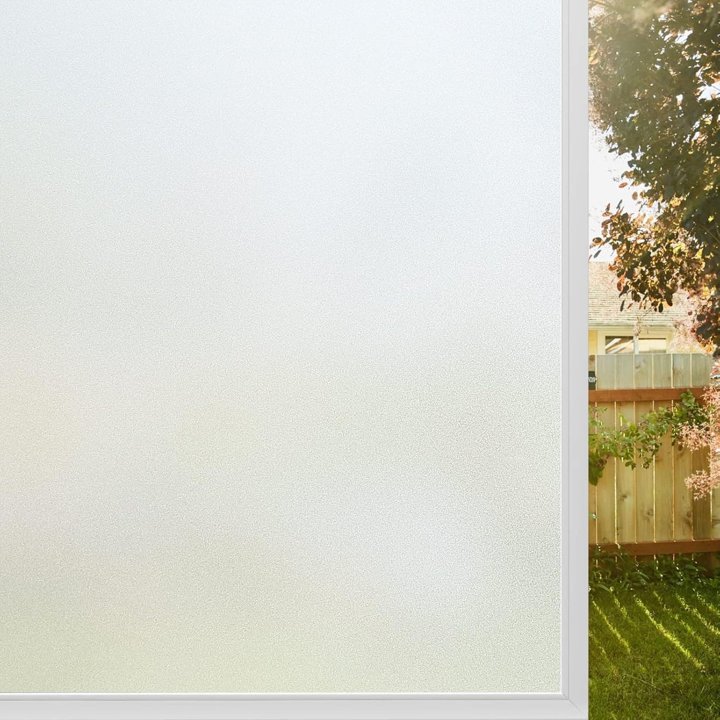 rabbitgoo Window Privacy Film, Frosted Glass Window Clings, Static Cling UV Heat Blocking Door Stickers for Home Bathroom, Removable Indoor Decal Coverings Day and Night, Pure, 17.5 x 78.7 Inches