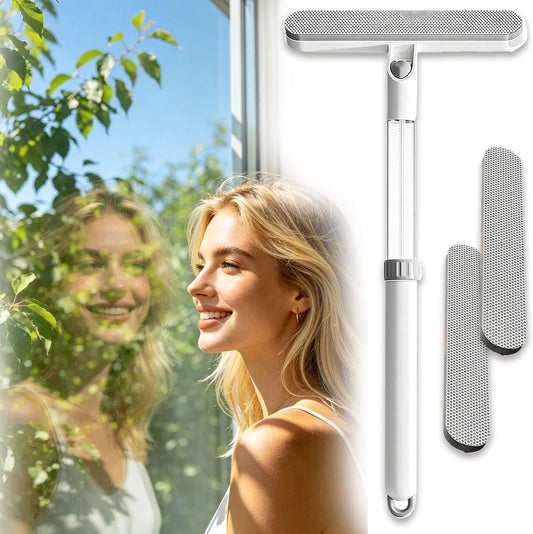 3-in-1 Double-Sided Window Screen Cleaning Brush - Sided Window Glass Cleaner,Built-in Crevice Brush, Multifunctional for Home, Office & Car Screens