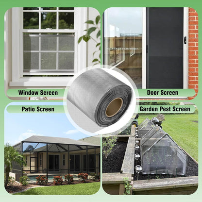 Aluminum Screen Roll with Spline & Rolling Tool – Pet-Resistant Durable Aluminum Window Screen, Screen Repair Kit for Rescreening Windows and Doors