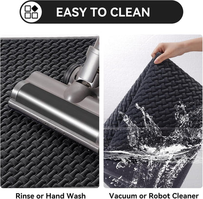 YDKGL Bathroom Rugs Non Slip, Super Absorbent Quick Dry Bath Mats for Bathroom, Foam Weave Texture Thin Bath Rugs Washable with Rubber Backing Fit Under Door Outside Shower,16" x 24“