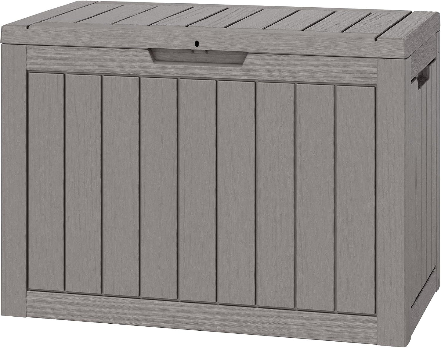 Outdoor Storage Box, 45 Gallon Deck Box with Lockable Lid, Waterproof Resin Storage Bin for Cushions, Garden Tools, Patio Furniture, Grey